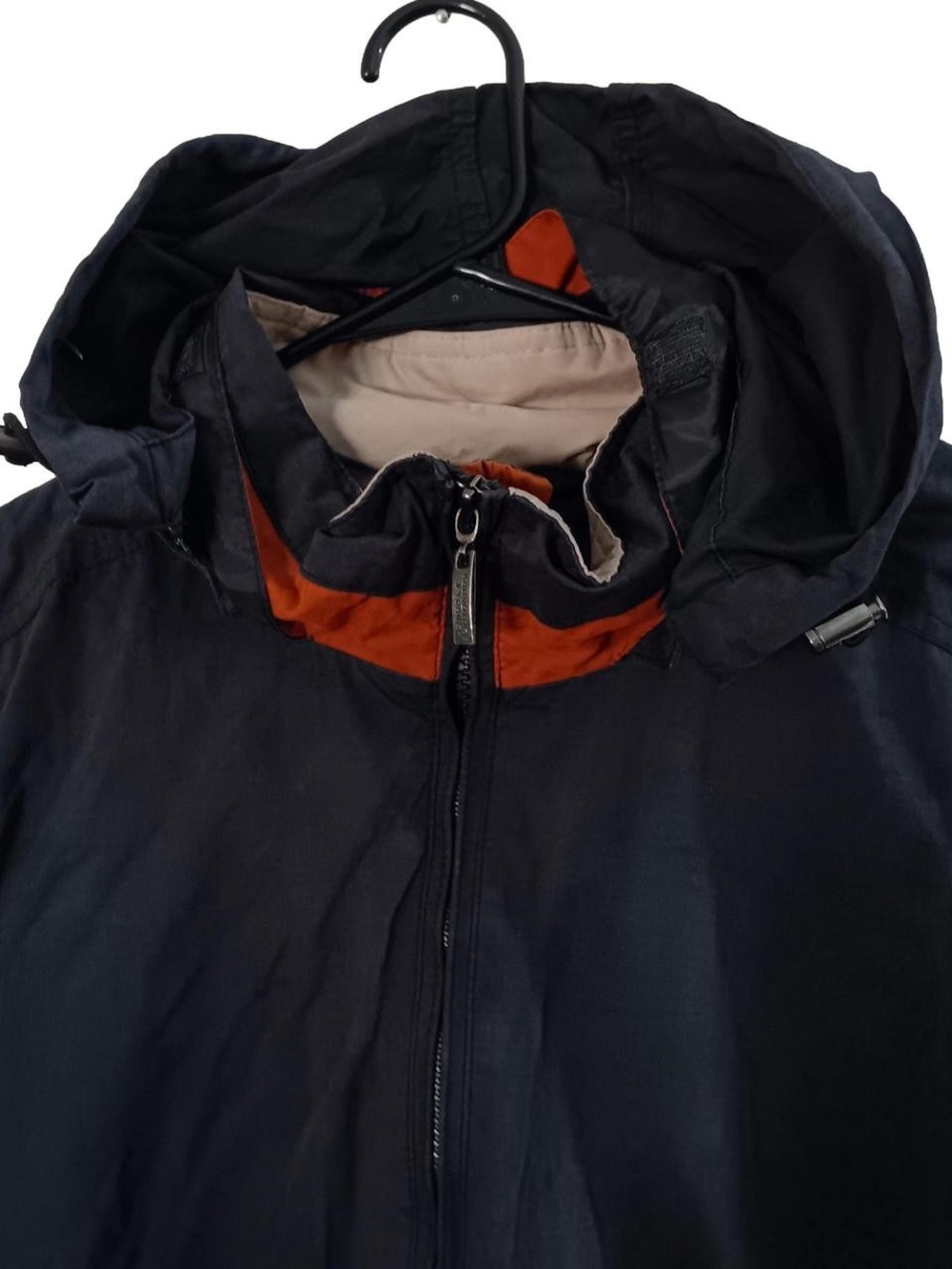 Roundtree & Yorke Grey Hooded Raincoat with Rust Accent